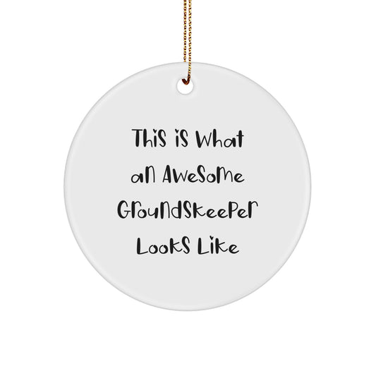 Funny groundskeeper Gifts from Men, Unique Christmas Unique Gifts for groundskeeper, Circle Ornament with Inspirational Quote - Image 1