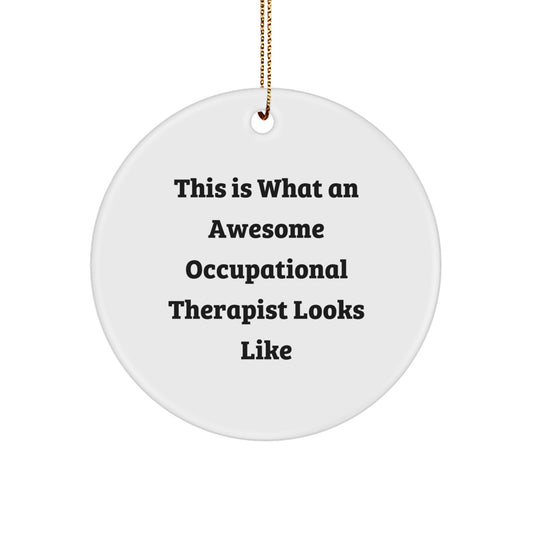 Occupational Therapist Gifts, Funny Circle Ornament, 'This Is What An Awesome Occupational Therapist Looks Like', Christmas Unique Gifts from Friends to Occupational Therapist - Image 1