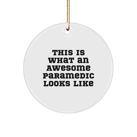 Rescue Worker Gifts from Friends for Christmas - 'This Is What An Awesome Rescue Worker Looks Like' Circle Ornament - Image 1