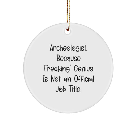 Funny Archeologist Gifts for Men from Friends - 'Archeologist. Because Freaking genius Is Not An Official Job Title.' Christmas Unique Ornaments - Image 1