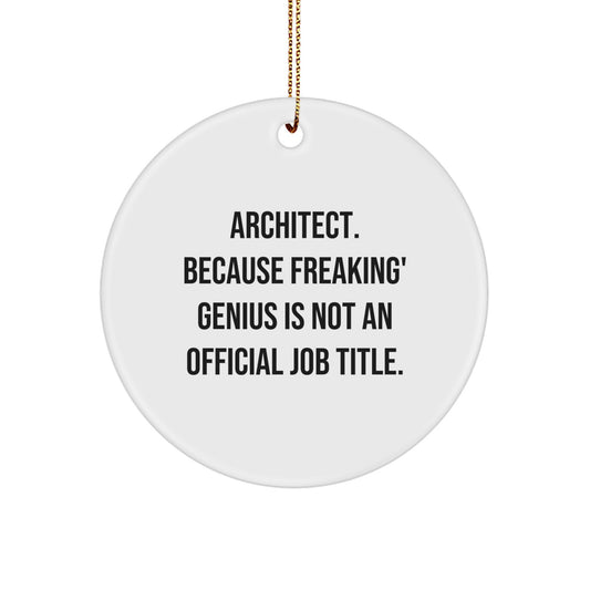 Funny Architect Gifts from Friends for Christmas Unique Circle Ornament 'Architect Because Freaking genius Is Not An Official Job Title' Decoration - Image 1