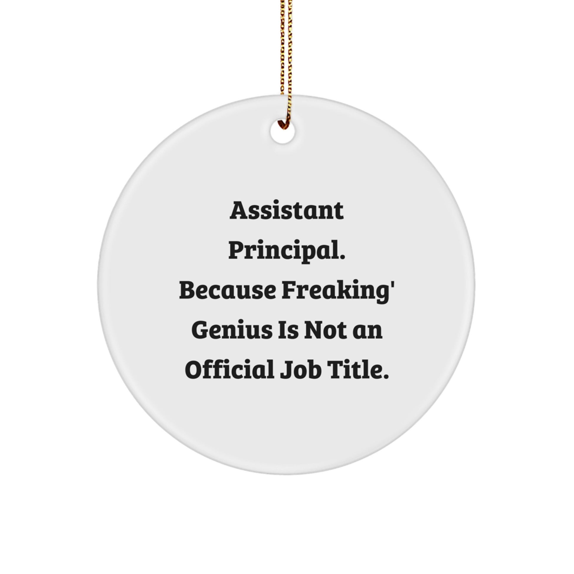 Funny Assistant Principal Gifts Circle Ornament, Gifts from Friends for Assistant Principal, 'Assistant Principal Because Freaking' genius Is Not An Official Job Title.' - Image 1