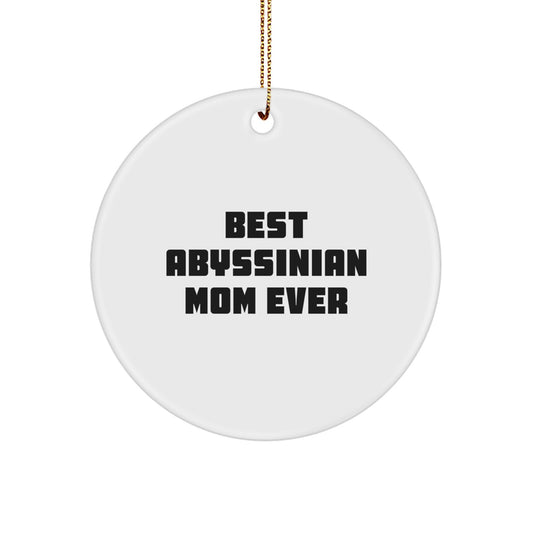 Abyssinian Cat Gifts for Best Abyssinian Mom Ever, Circle Ornament with Funny Quote, Christmas Unique Gifts from Friends - Image 1