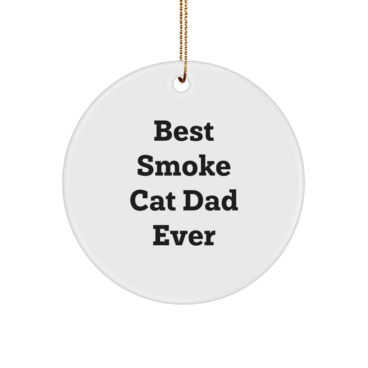 Funny Smoke Cat Dad Ever Circle Ornament Gifts from Family for Christmas - Image 1