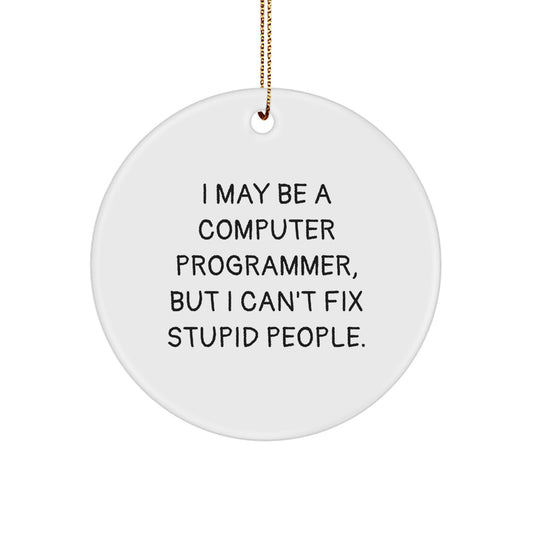 Funny Computer Programmer Gift for Men, Circle Ornament Quotes I May Be A Computer Programmer, Unique Christmas Unique Gifts from Friends - Image 1