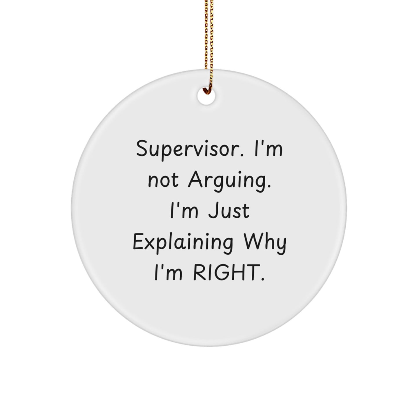 Funny Supervisor Gifts from Friends for Christmas Circle Ornament - Explaining Why I'm Right - Image 1