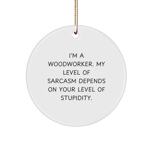 Funny Woodworker Gifts from Friends and Family - Unique Circle Ornament with Sarcasm Quote, Perfect for Men or Women - Christmas Unique Gifts, Handmade Woodworker Decor - Image 1