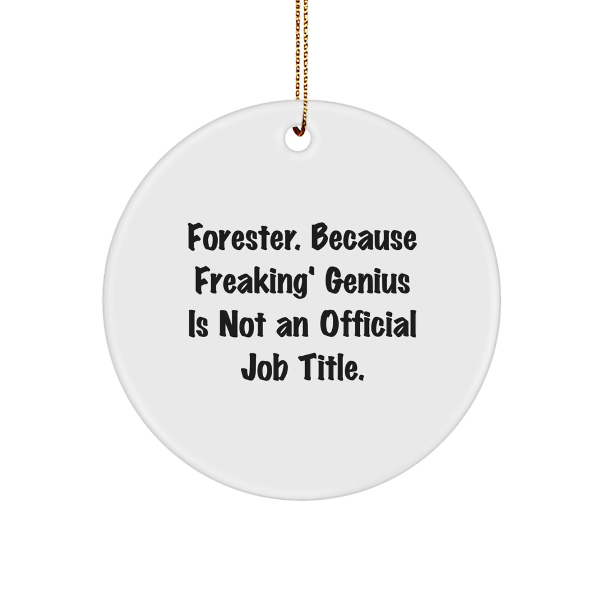 Funny Forester Gifts from Family, Christmas Unique Circle Ornaments for Friends, Forester Circle Ornament, Gifts for Forester Men, Because Freaking' genius Is Not An Official Job Title. - Image 1