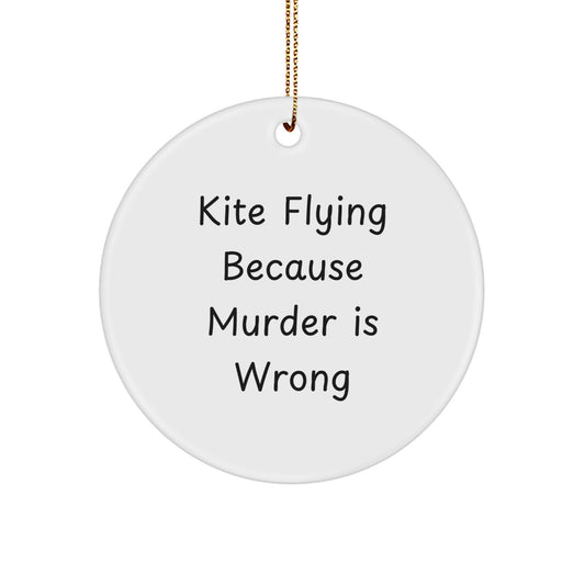 Kite Flying Gifts for Men - Funny Kite Flying Circle Ornament with Gold Cord, Gifts from Friends and Family for Christmas - Image 1