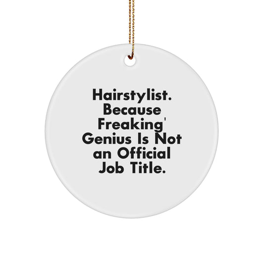 Christmas Unique Gift Ornament for Her – Hairstylist Present, White Circle - Image 1