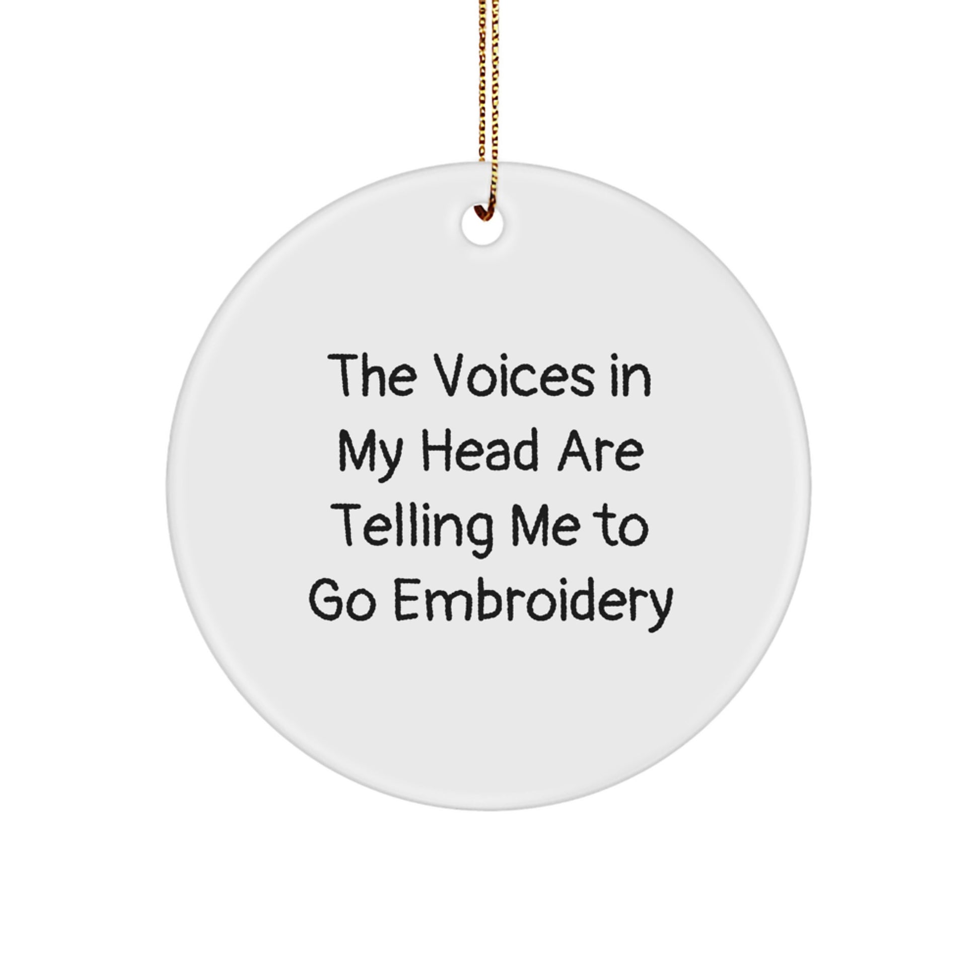 Funny Embroidery Gifts from Friends for Christmas Circle Ornament - Image 1