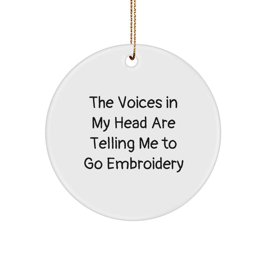 Funny Embroidery Gifts from Friends for Christmas Circle Ornament - Image 1