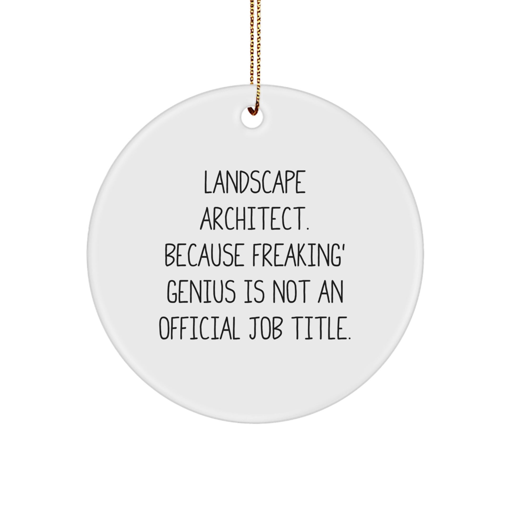 Funny Landscape Architect Gifts from Friends, Unique Circle Ornament, Christmas Unique Gifts for Landscape Architects, Because Freaking' genius Is Not an Official Job Title - Image 1