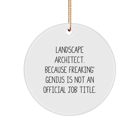 Funny Landscape Architect Gifts from Friends, Unique Circle Ornament, Christmas Unique Gifts for Landscape Architects, Because Freaking' genius Is Not an Official Job Title - Image 1