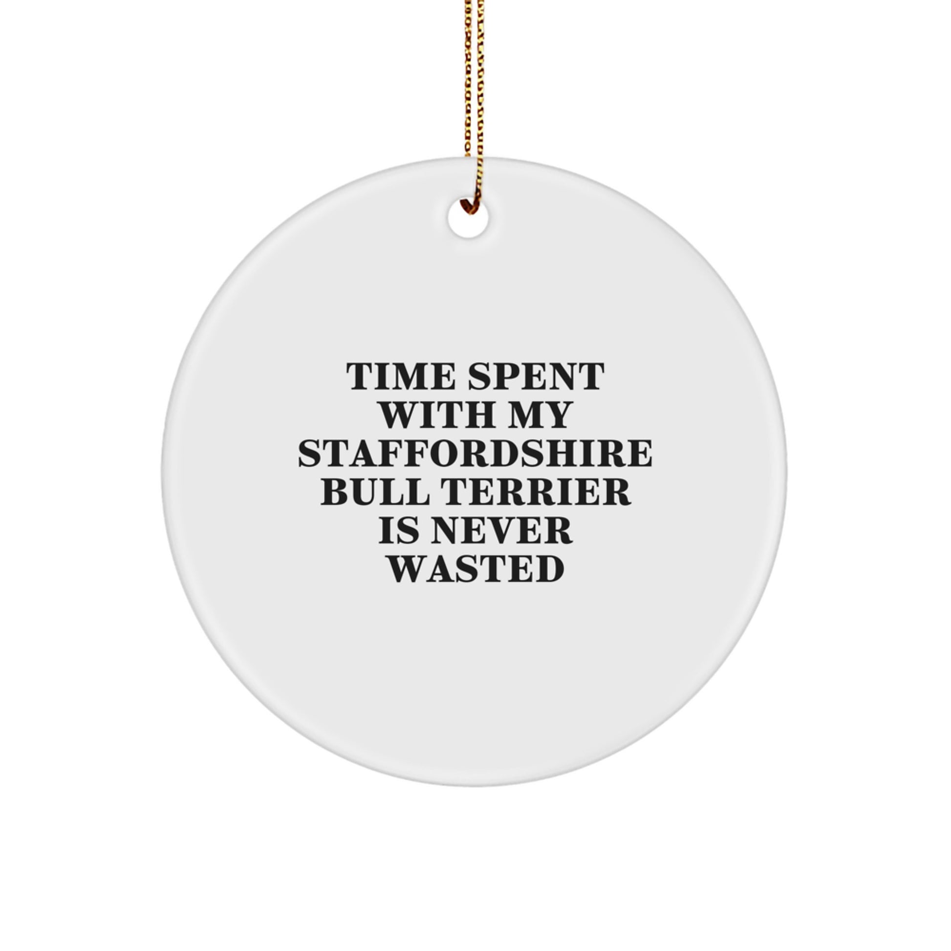 Funny Staffordshire Bull Terrier Dog Circle Christmas Ornament Gifts from Men to Friends - Image 1