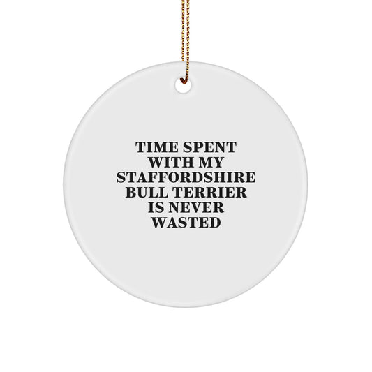 Funny Staffordshire Bull Terrier Dog Circle Christmas Ornament Gifts from Men to Friends - Image 1