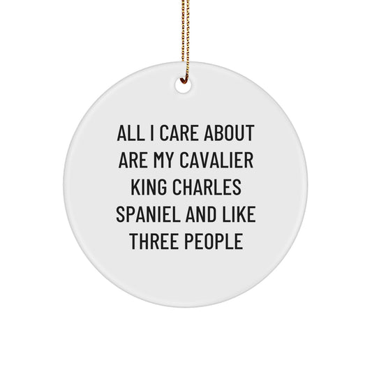 Funny Cavalier King Charles Spaniel Dog Christmas Ornaments Gifts for Friends, Funny Cavalier King Charles Spaniel Dog Love, Ideal Gifts from Women to Family, Circle Ornament with Cute Quote  - Image 1