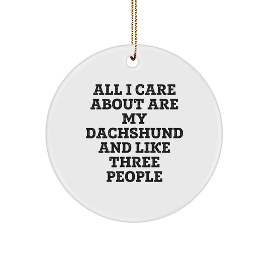 Funny Dachshund Dog Gifts for Men - All I Care About Are My Dachshund, Dachshund Dog Love Circle Ornament, Dachshund Dog Christmas Unique Gifts from Family - Image 1