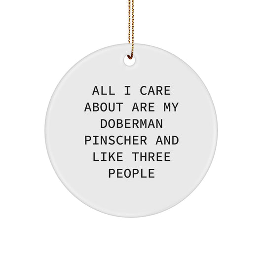Funny Doberman Pinscher Dog Gifts from Friends to Family for Christmas Unique Ornaments Circle - Image 1