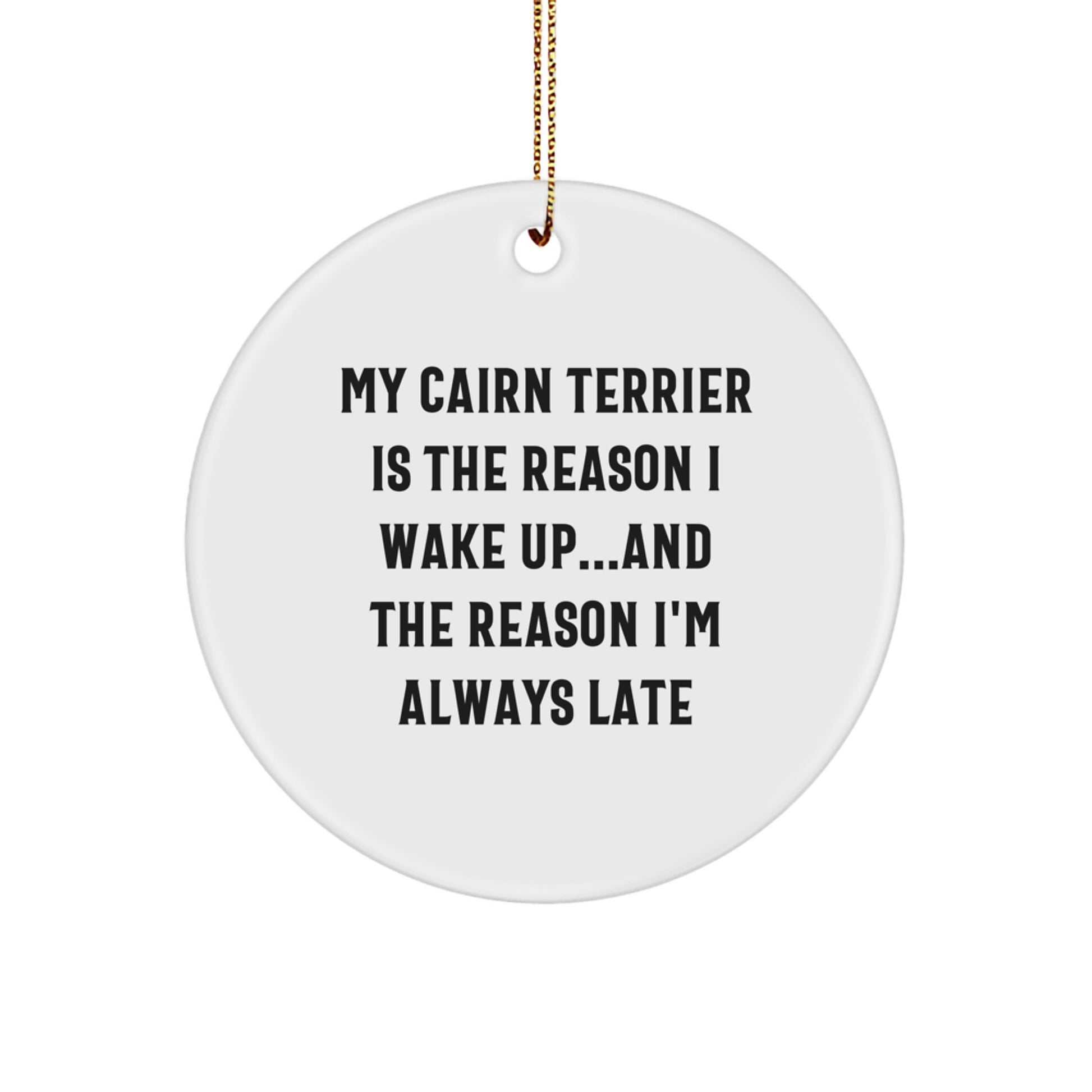 Funny Cairn Terrier Dog Christmas Circle Ornament, Gifts from Friends for Cairn Terrier Dog Lovers, My Cairn Terrier Is The Reason I Wake Up - Image 1