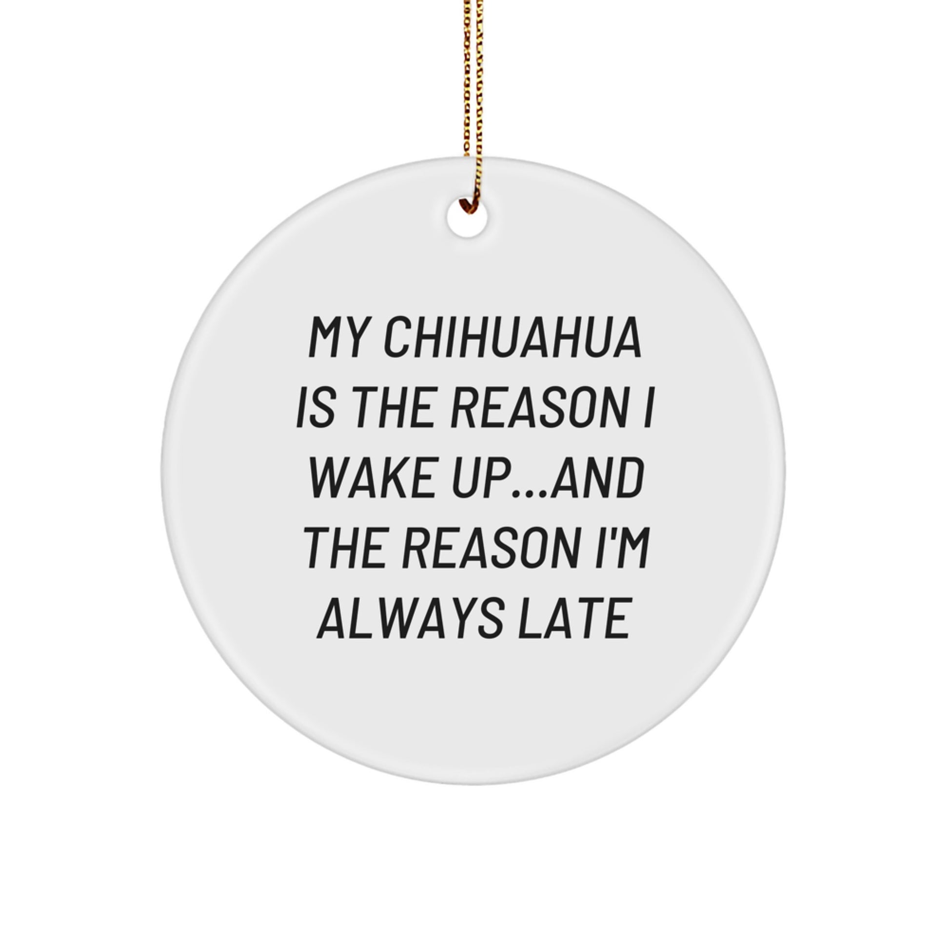 Funny Chihuahua Dog Christmas Circle Ornament Gifts from Men for Friends and Family - Image 1