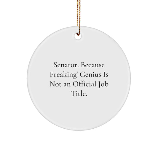 Funny Senator Gifts from Friends for Men Circle Ornament - 'Senator. Because Freaking' genius Is Not An Official Job Title.', Christmas Unique - Image 1