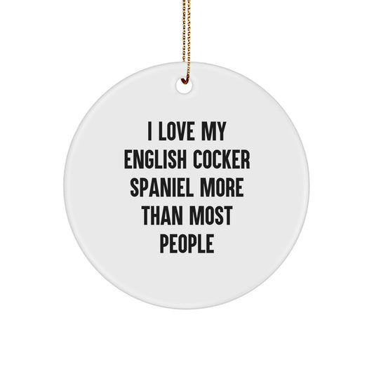 Funny English Cocker Spaniel Dog Lover Gifts from Family to Family - English Cocker Spaniel Dog Circle Ornament Unique for Christmas - Image 1