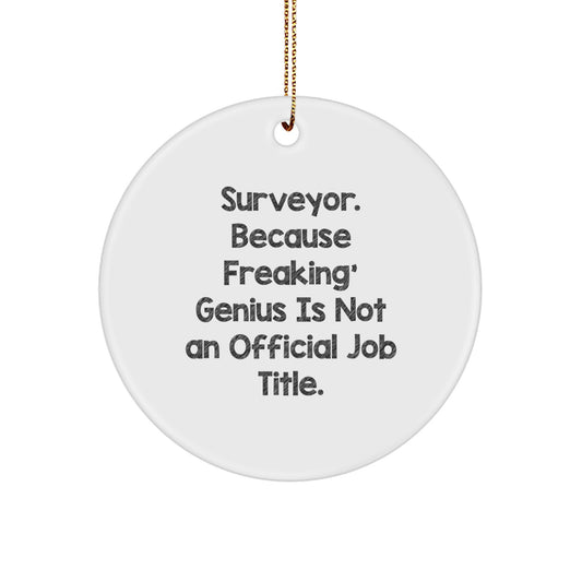 Funny Surveyor Gifts for Men, Unique Christmas Ornament for Surveyor Enthusiasts, 'Surveyor. Because Freaking' genius Is Not An Official Job Title.' - Image 1