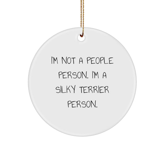 Funny Silky Terrier Dog Christmas Unique Gifts - Circle Ornament for Silky Terrier Dog Lovers, Gifts from Family to Family, Fun Holiday Decor - Image 1