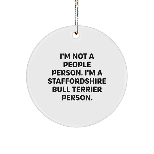 Funny Staffordshire Bull Terrier Dog Christmas Unique Gifts from Friends for Staffordshire Bull Terrier Owners Circle Ornament - Image 1