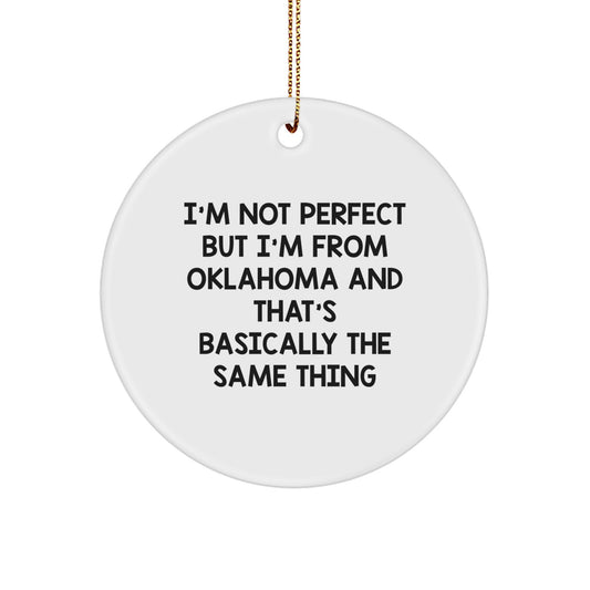 Funny Oklahoma Christmas Circle Ornament Gifts from Friends and Family - Image 1