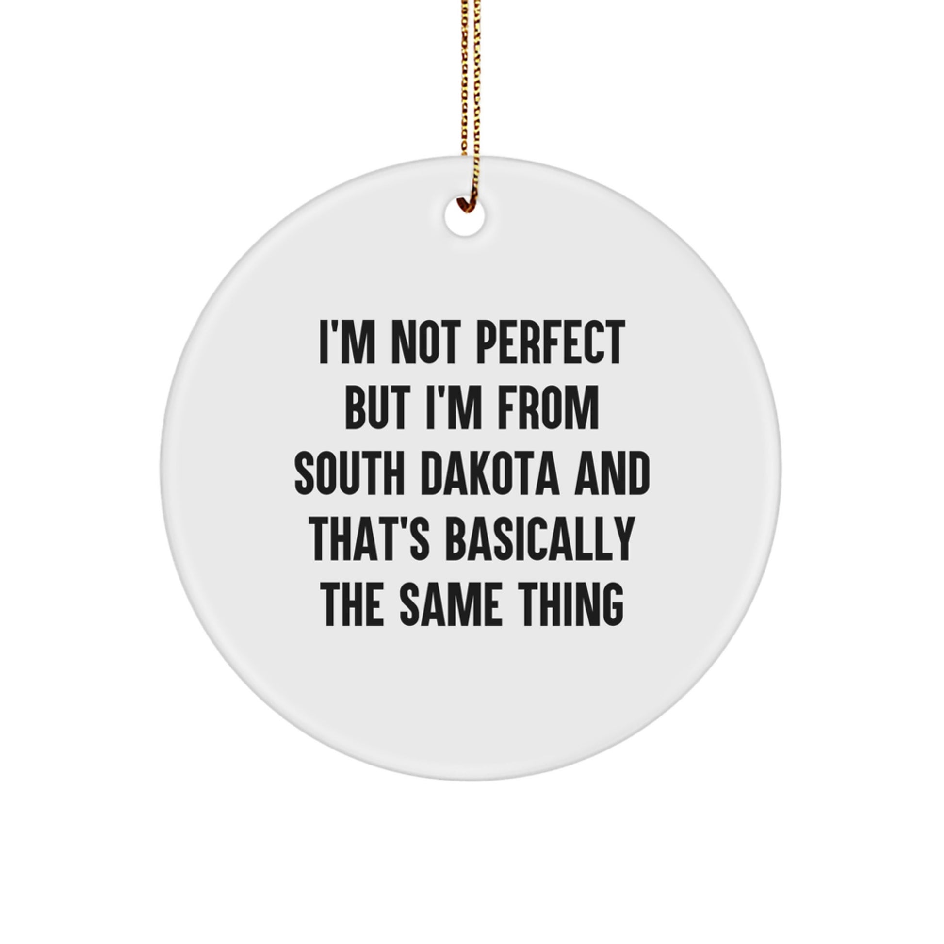 South Dakota Circle Ornament, Funny Quote Gift from Friends, Unique Christmas Decorations for Home - Image 1