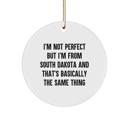 South Dakota Circle Ornament, Funny Quote Gift from Friends, Unique Christmas Decorations for Home - Image 1