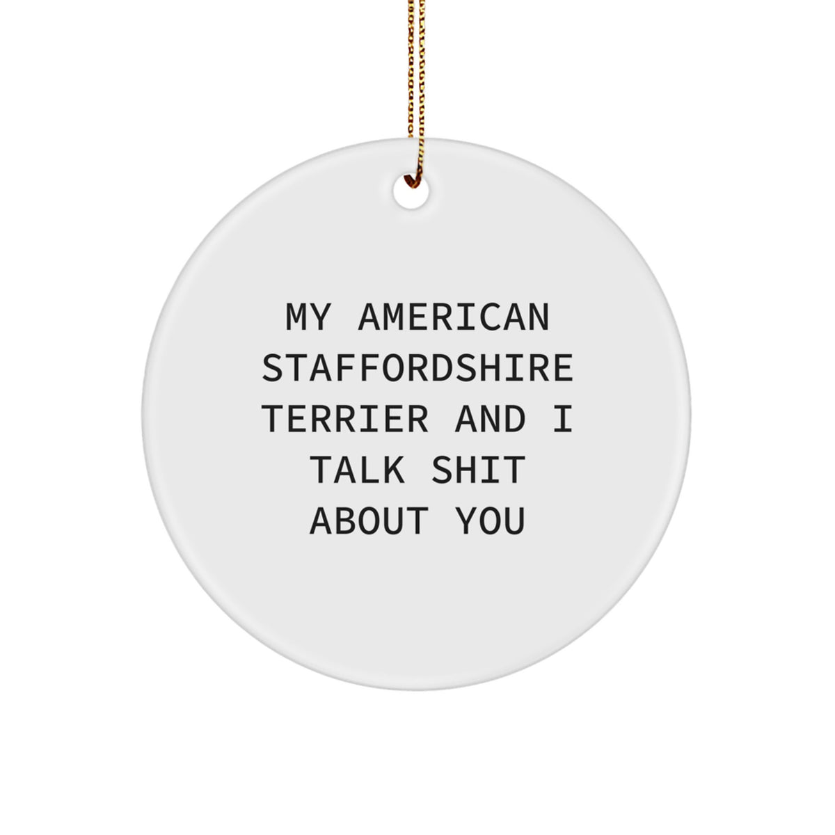 Durable MDF American Staffordshire Terrier Circle Ornament Idea Gift - Image 1