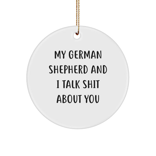 Funny German Shepherd Dog Gifts for Men, German Shepherd Ornaments Circle Shapes Christmas Unique Gifts from Friends, Family, Coworkers - Image 1