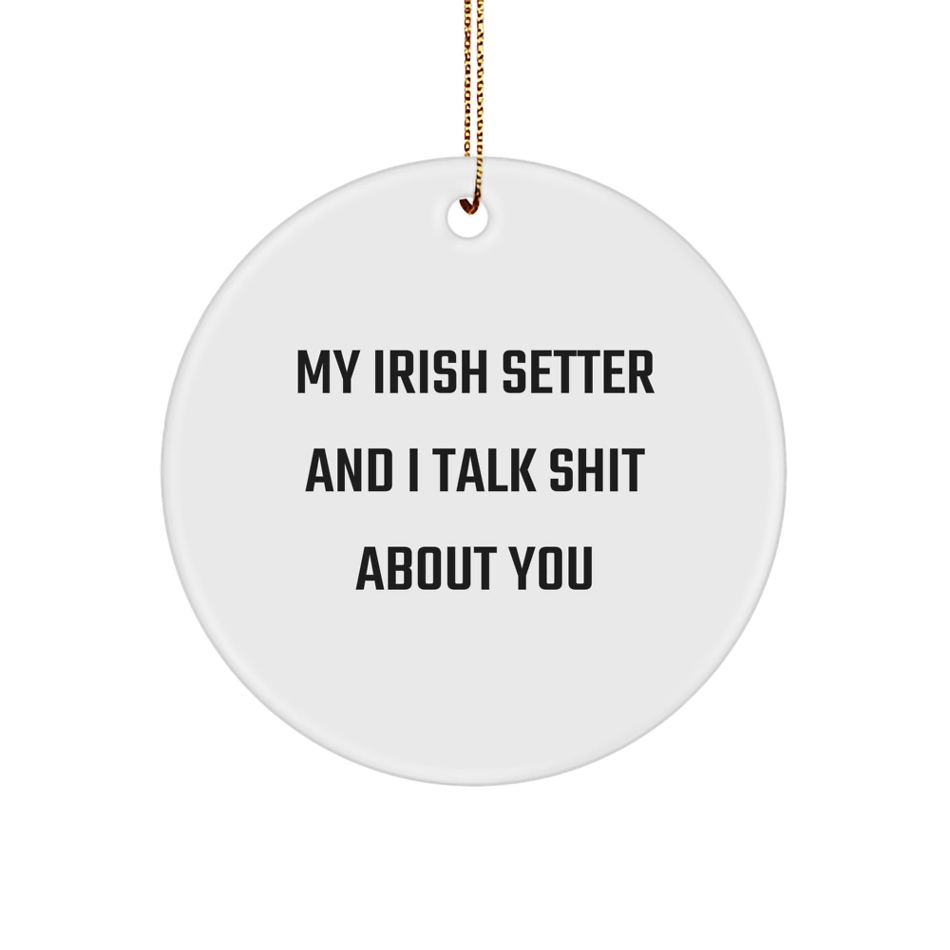 Funny Irish Setter Dog Lover Gifts, Circle Ornament, Christmas Unique Decorations for Men, Women, Family, Friends - 'My Irish Setter And I Talk Shit About You' - Image 1