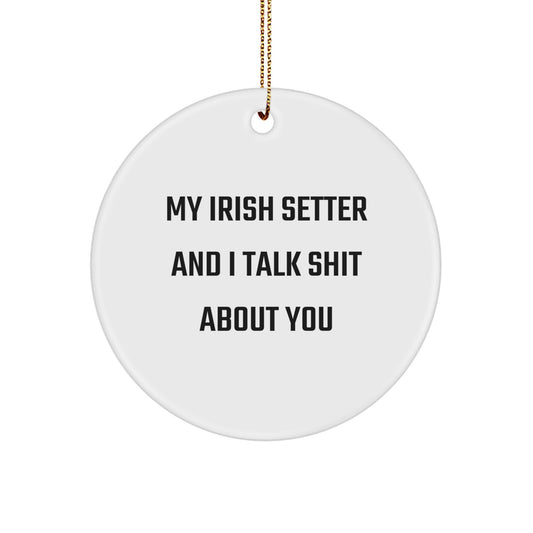 Funny Irish Setter Dog Lover Gifts, Circle Ornament, Christmas Unique Decorations for Men, Women, Family, Friends - 'My Irish Setter And I Talk Shit About You' - Image 1
