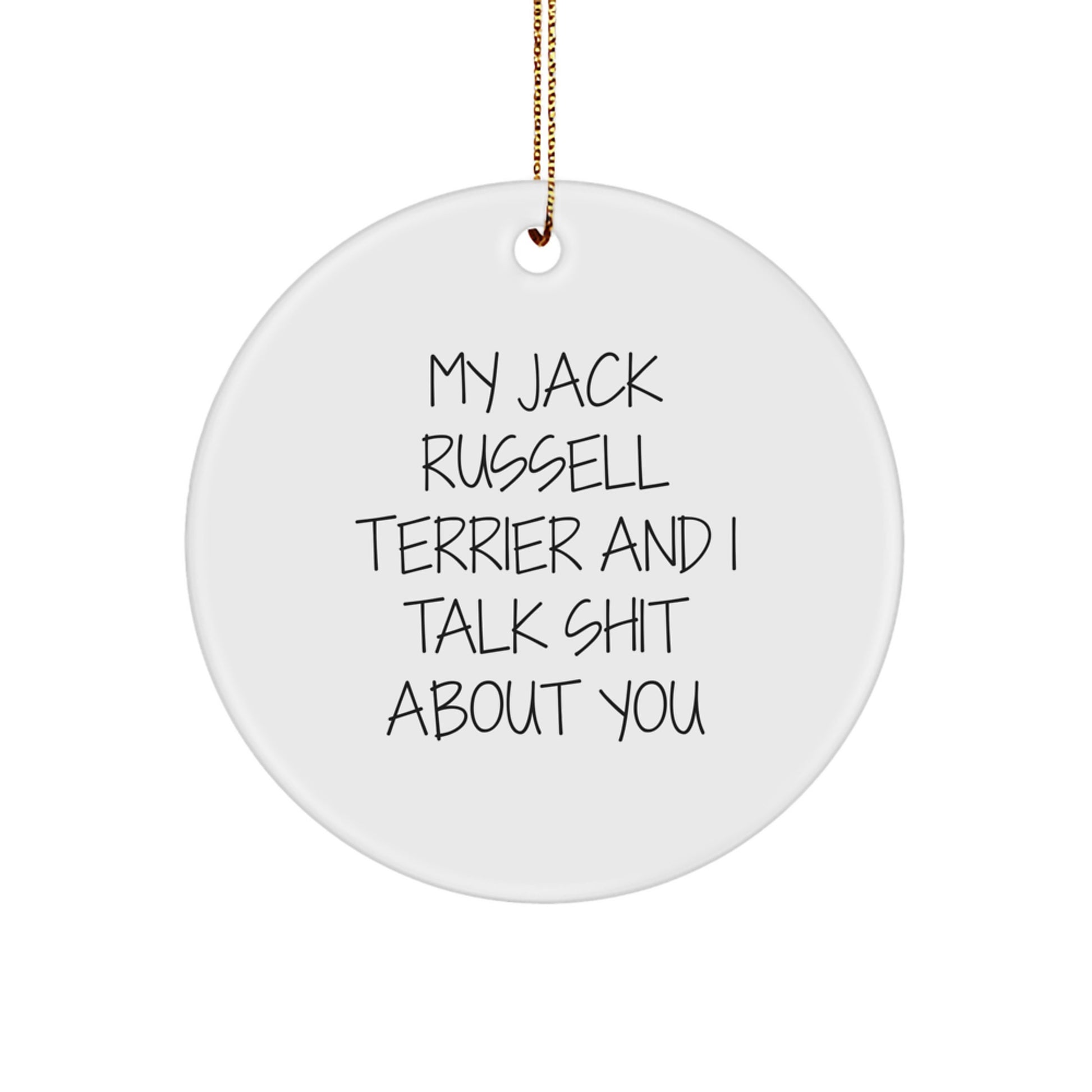 Funny Jack Russell Terrier Dog Christmas Circle Ornament Gifts from Friends and Family - Image 1