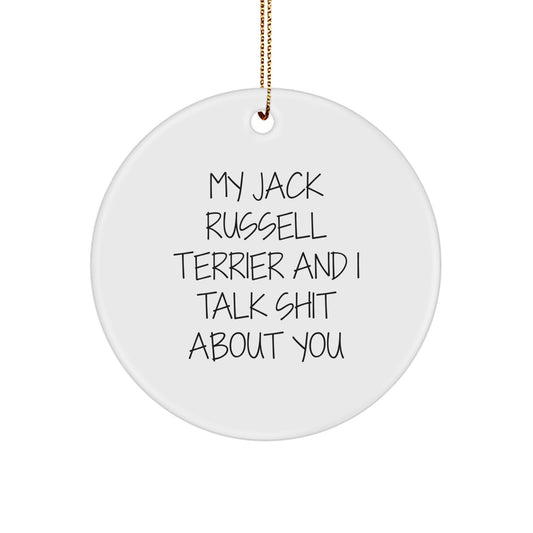 Funny Jack Russell Terrier Dog Christmas Circle Ornament Gifts from Friends and Family - Image 1