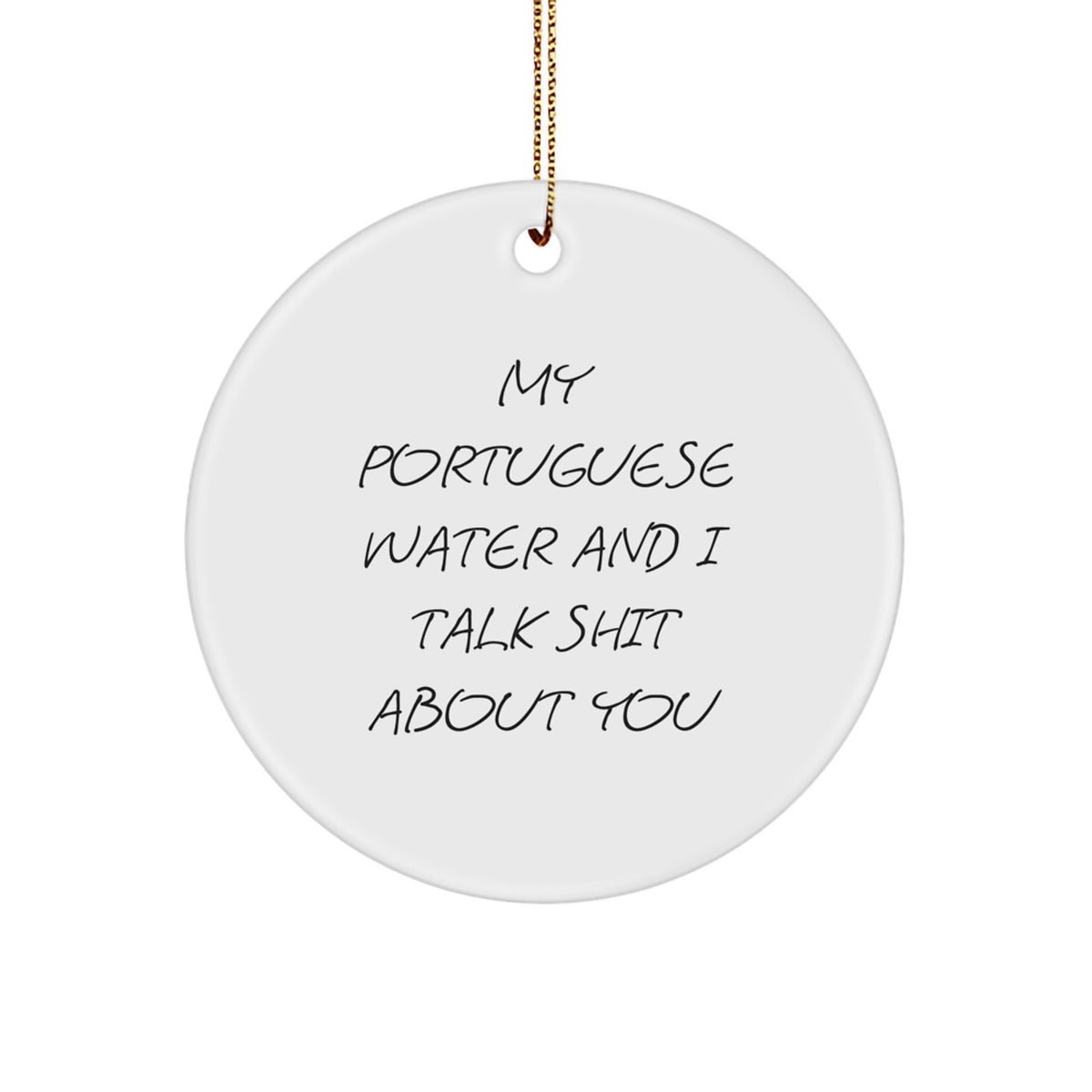 Portuguese Water Dog Circle Ornament Idea Christmas Gift for Coworkers - Image 1