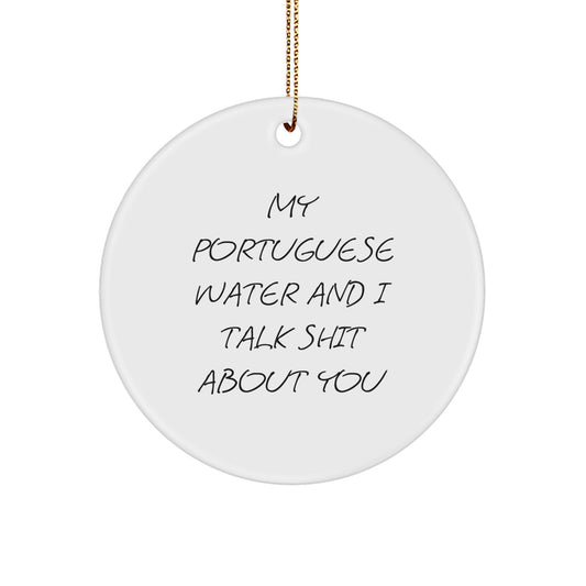 Portuguese Water Dog Circle Ornament Idea Christmas Gift for Coworkers - Image 1