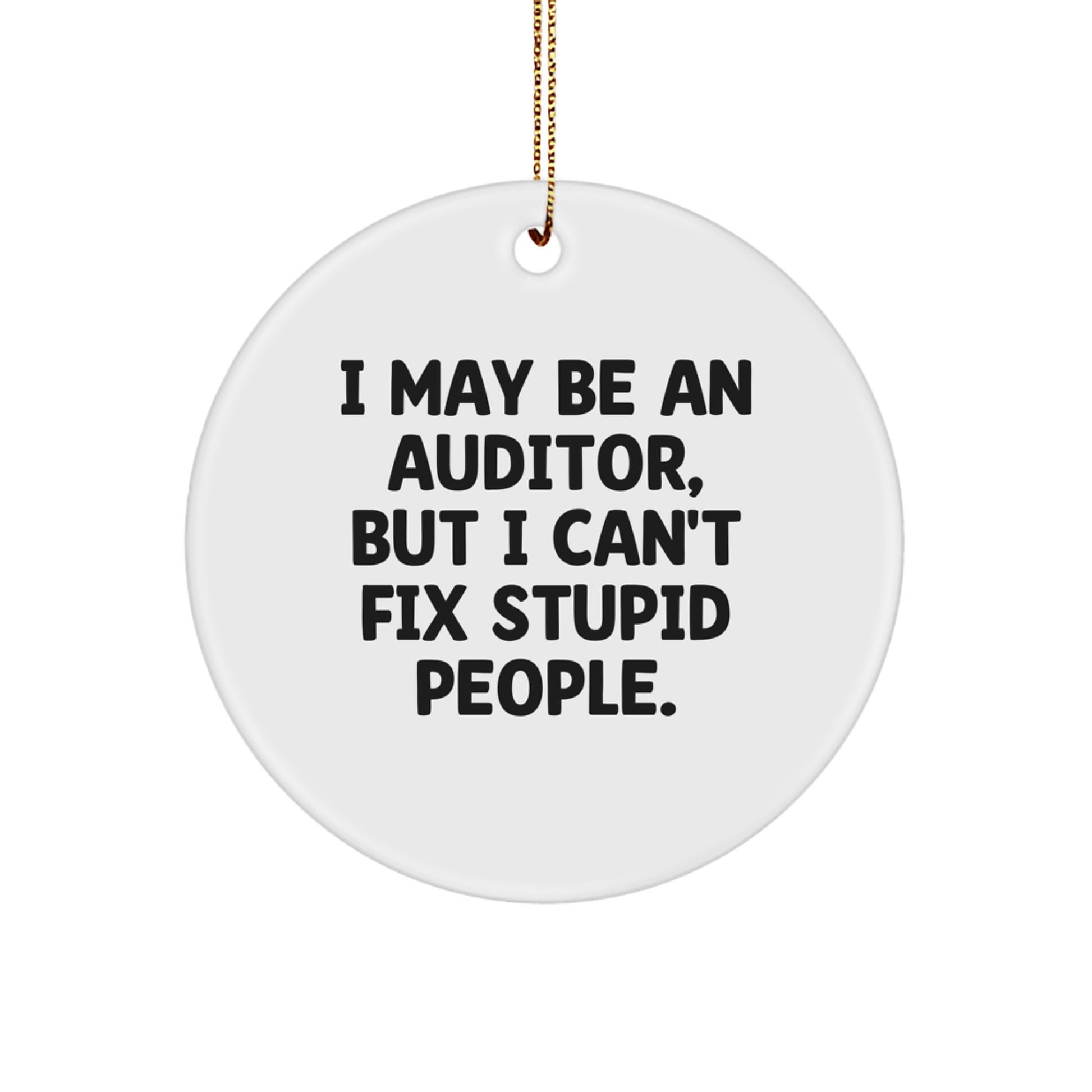 Funny Auditor Gifts for Auditors, Circle Ornament, I May Be An Auditor, But I Can't Fix Stupid People., Christmas Unique Gifts from Friends to Coworkers - Image 1