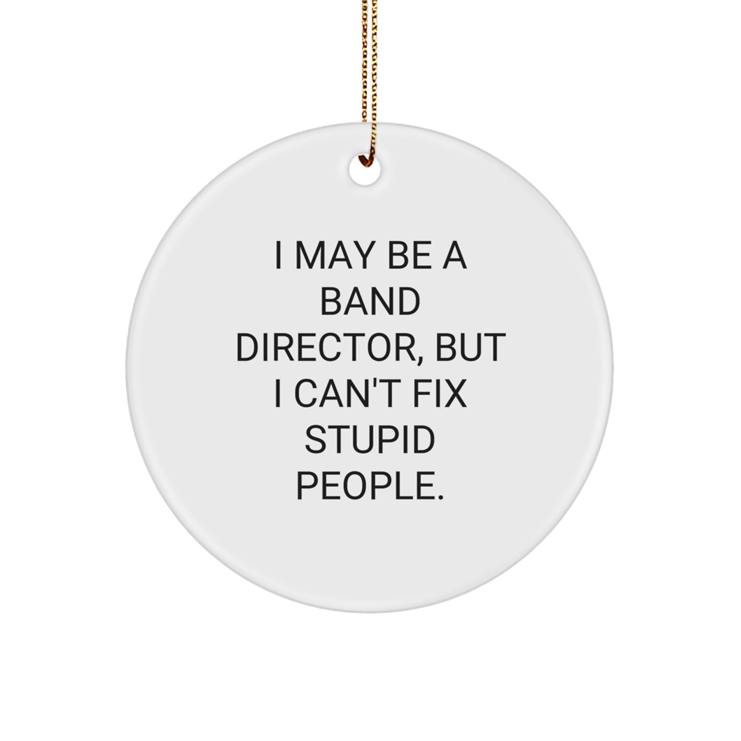 Funny Band Director Gifts from Friends - I May Be A Band Director, But I Can't Fix Stupid People. Circle Ornament for Christmas Unique Gifts - Image 1