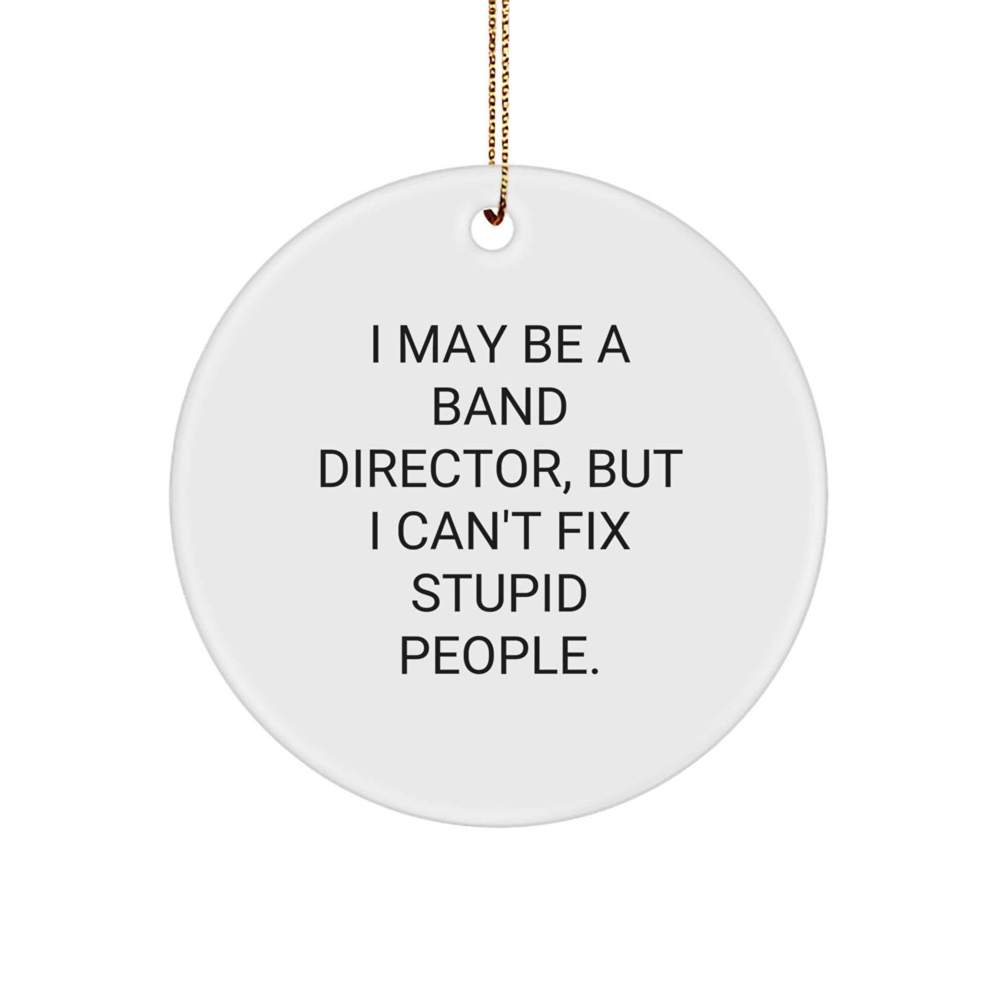 Funny Band Director Gifts from Friends - I May Be A Band Director, But I Can't Fix Stupid People. Circle Ornament for Christmas Unique Gifts - Image 1