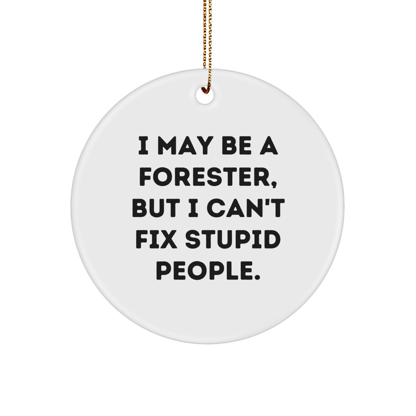 Funny Forester Gifts for Friends and Family - I May Be A Forester, But I Can't Fix Stupid People. Christmas Circle Ornament - Image 1