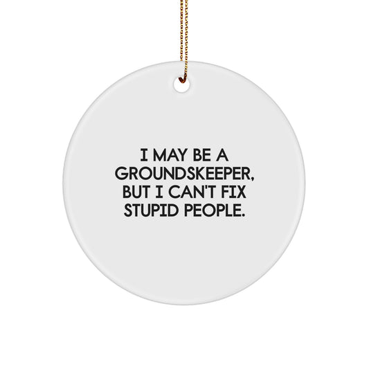 Funny groundskeeper Gifts, Cute Circle Ornament for Men, Women, Friends, and Family, I May Be A groundskeeper, But I Can't Fix Stupid People, Christmas Unique Gifts from Friends, for groundskeeper - Image 1
