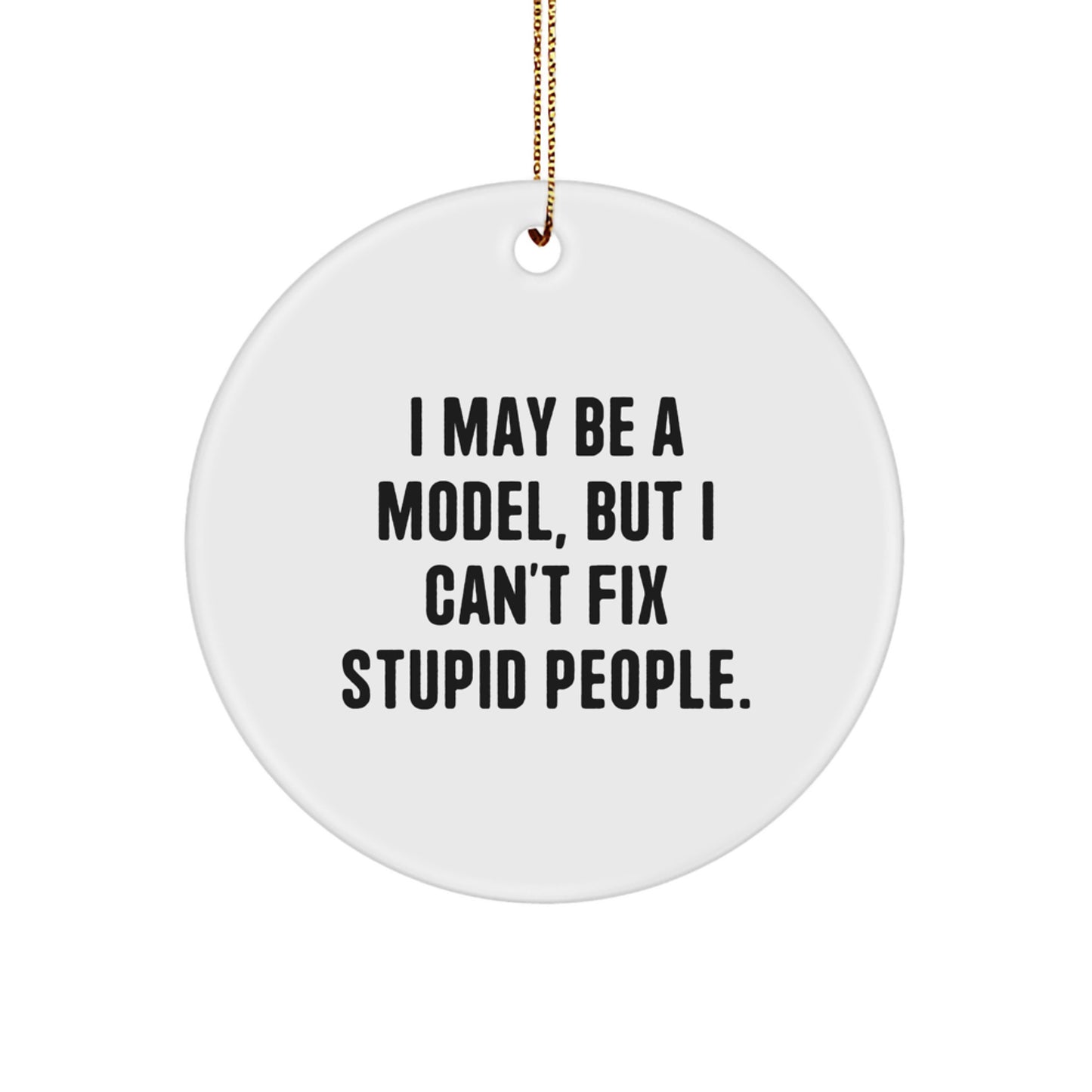 Funny Model Gifts for Friends, Men, Women, Christmas Unique Ornaments with I May Be A Model But I Can't Fix Stupid People, Circle Ornament - Image 1