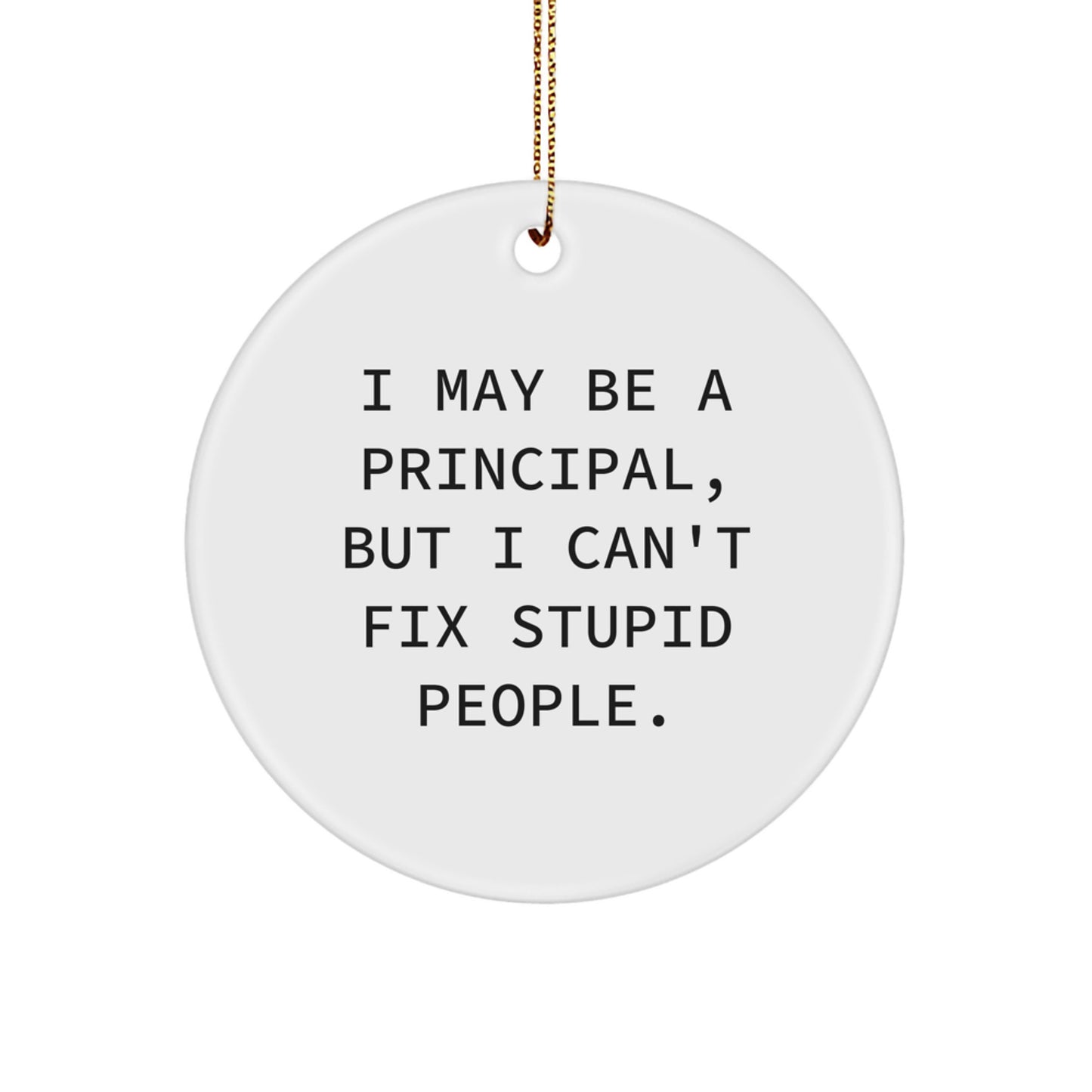 Funny Principal Gifts for Men, I May Be A Principal, But 'Stupid' People Quotes Circle Ornament, Christmas Unique Gifts from Friends - Image 1