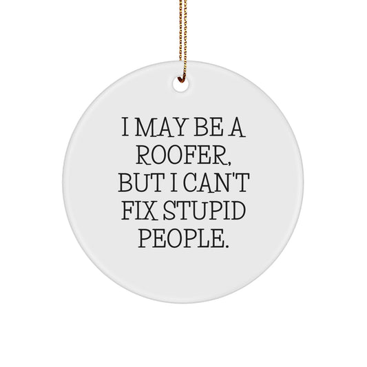 Funny Roofer Gifts from Men, Unique Christmas Ornaments for Roofers, 'I May Be A Roofer, But I Can't Fix Stupid People' - Image 1