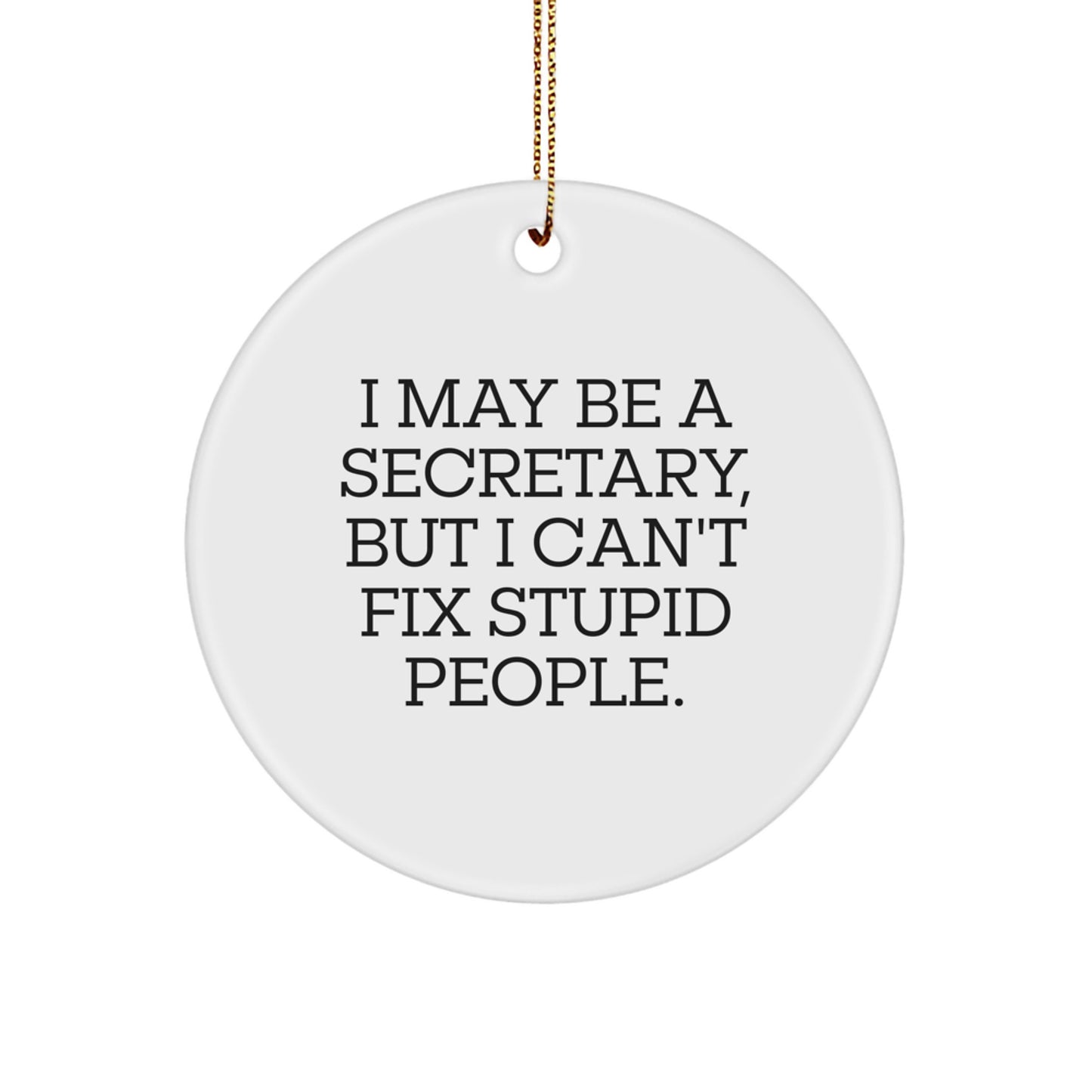 Funny Secretary Gifts for Office, Cute MDF Circle Ornament with Sublimation Quote I May Be A Secretary, Perfect Christmas Unique Gifts from Friends to Coworkers - Image 1